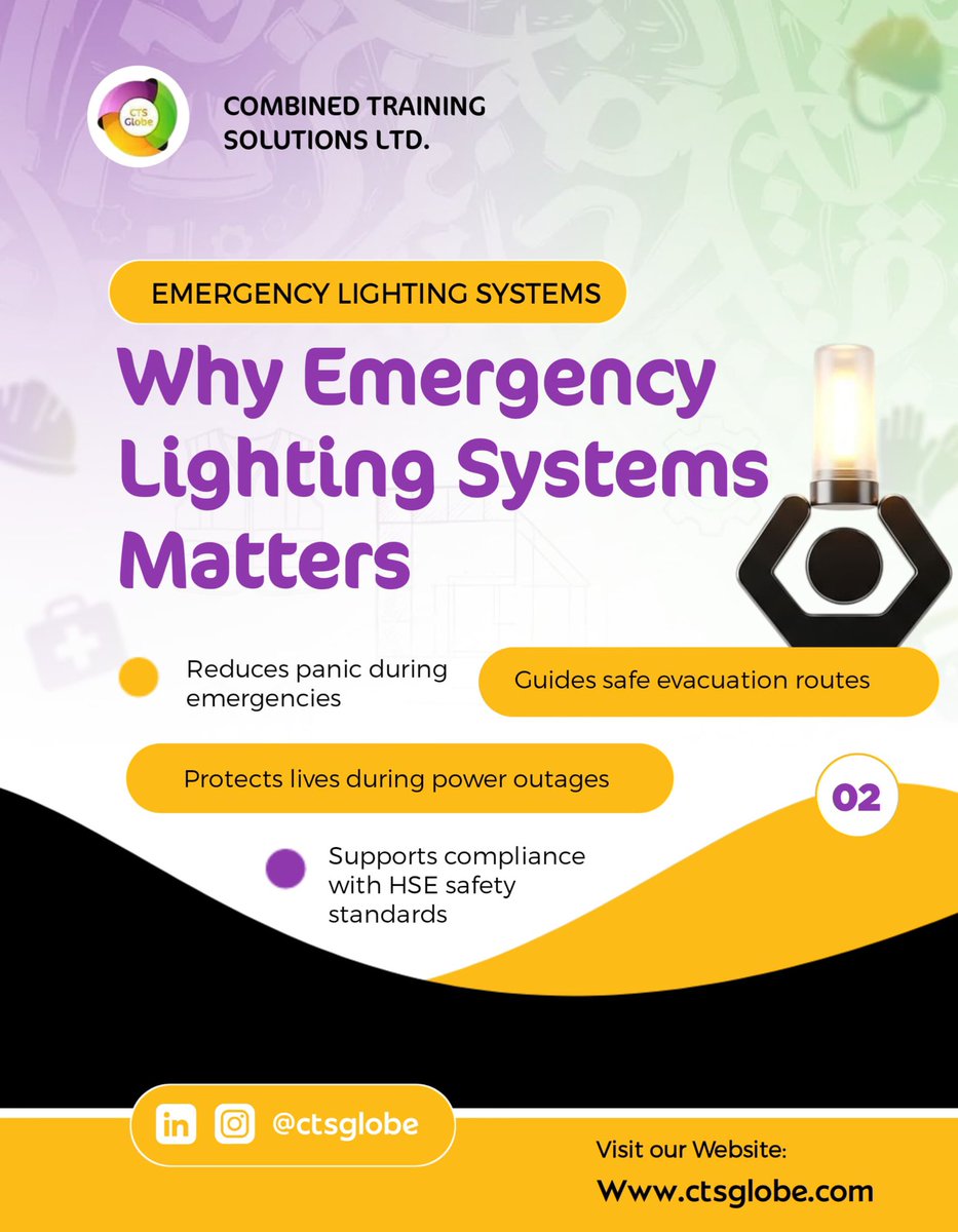 InfoCts's tweet photo. When emergencies happen, visibility can save lives. They help reduce panic, guide safe evacuations, and improve workplace safety during power outages or fire incidents.

Is your facility prepared?

🌐  CTS Globe Website￼
📞 +234 816 869 7806

#EmergencyLighting #SafetyFirst https://t.co/nFeQ2PYy35