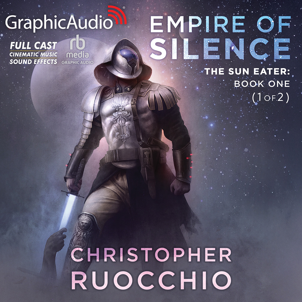GraphicAudio's tweet photo. Pre-Order Announcement! The Sun Eater 1: Empire of Silence (1 of 2) by Christopher Ruocchio. https://t.co/LFRVXL3l8R Hadrian Marlowe, a man revered as a hero and despised as a murderer, chronicles his tale in the galaxy-spanning debut of the seven book Sun Eater series, merging the best of space opera and epic fantasy. Produced with a full cast of actors, immersive sound effects and cinematic music!