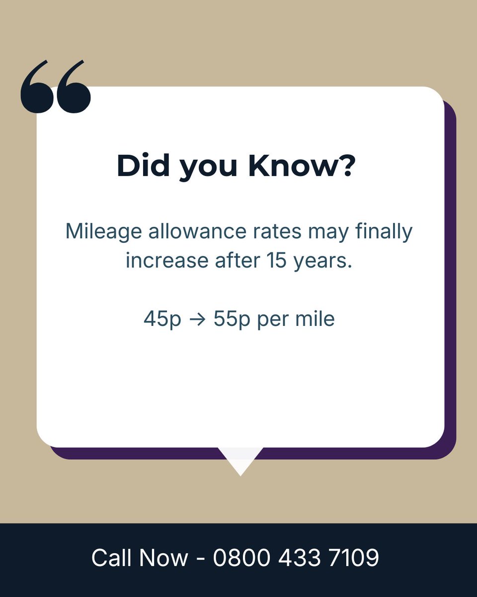 msbookkeeperuk's tweet photo. Fuel, insurance, servicing… the cost of running a vehicle keeps rising.

Yet HMRC’s mileage allowance has stayed the same since 2011 - though that may soon change following a Government review.

#BookkeepingServices #MileageAllowance #BusinessFinance #SmallBusinessSupport #HMRC https://t.co/XzT1TWTrSS