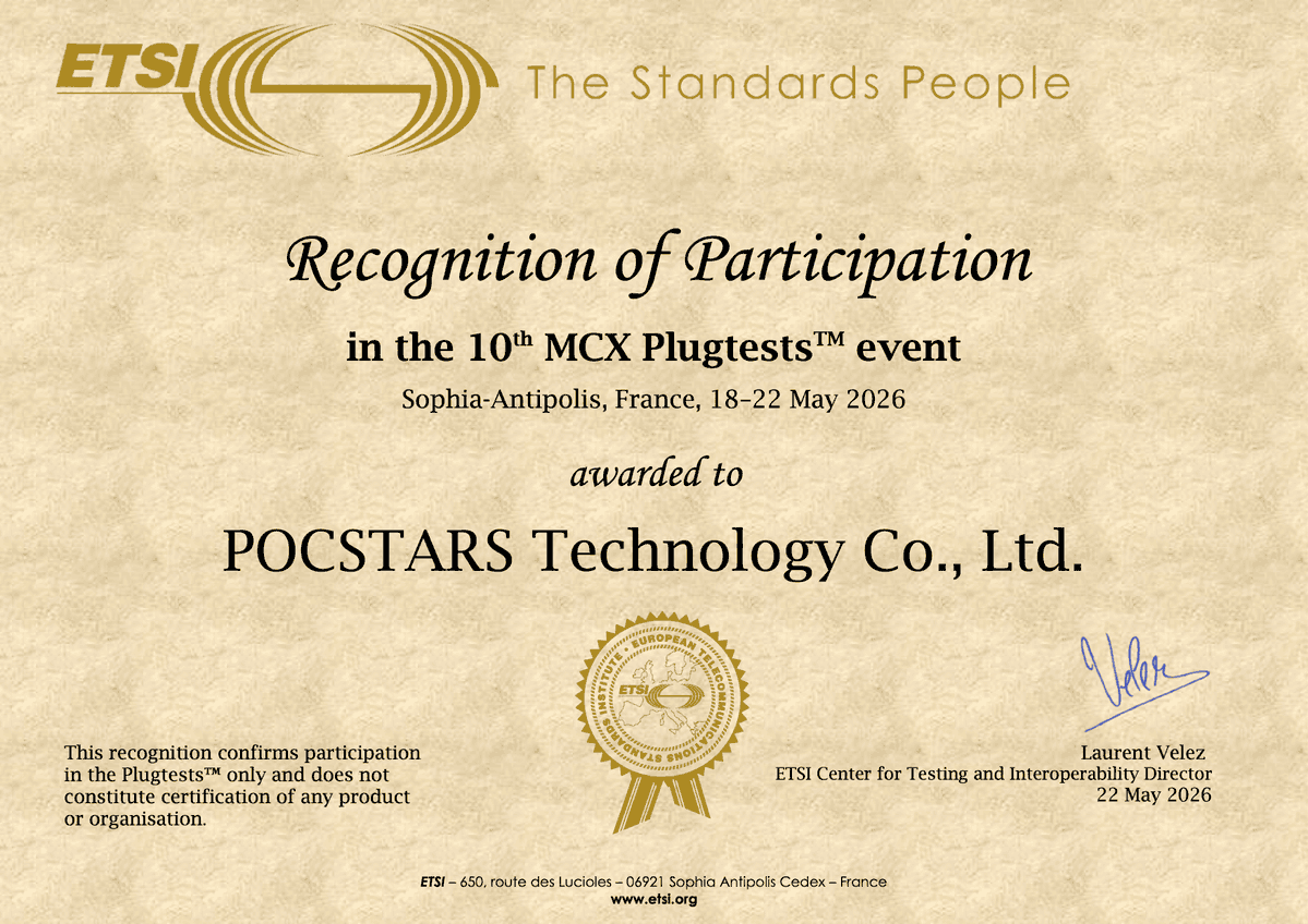 pocstars_global's tweet photo. Last week, POCSTARS completed its participation in the 10th MCX Plugtests™ at ETSI.
With MCSTARS, our MCX solution, the team joined other participating organisations in multi-vendor interoperability testing and technical exchanges.
#POCSTARS #MCSTARS #MCX #ETSI #Plugtests https://t.co/UCoGyxgcoM