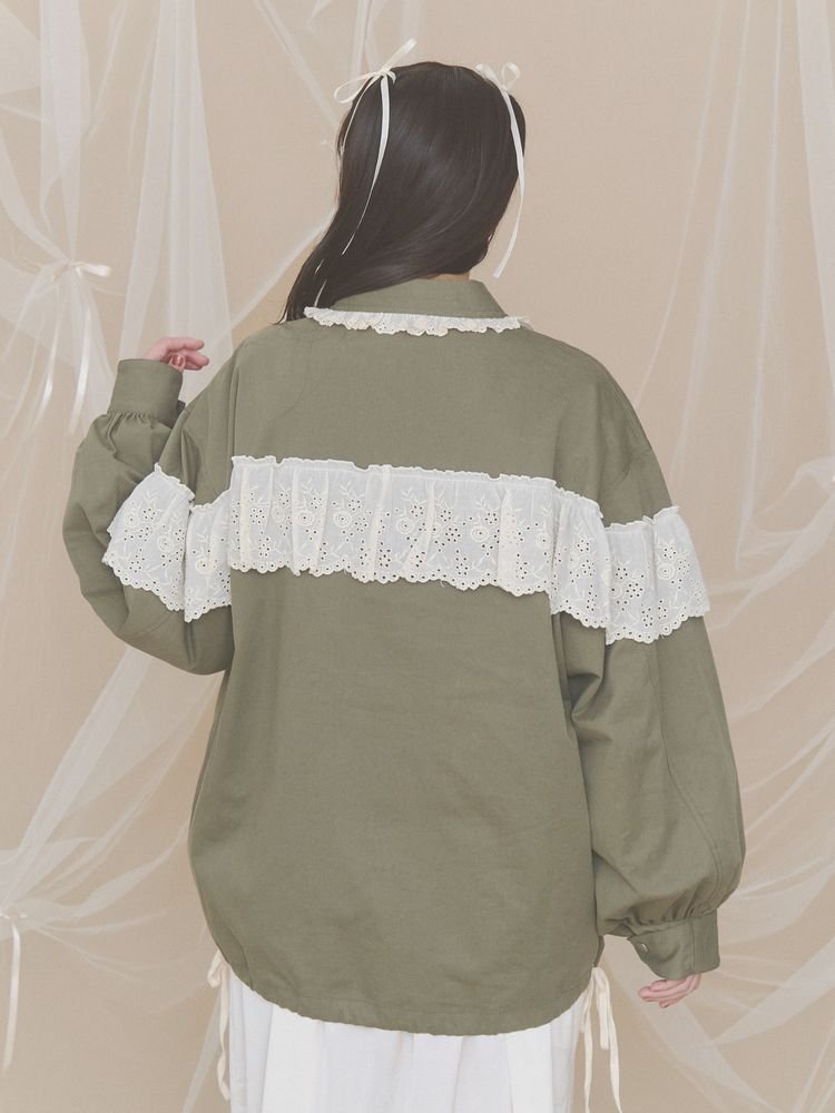 ୨୧₊˚⊹ lace militaryジャケット ₊˚⊹୨୧ ゆるっと大きめミリタリー