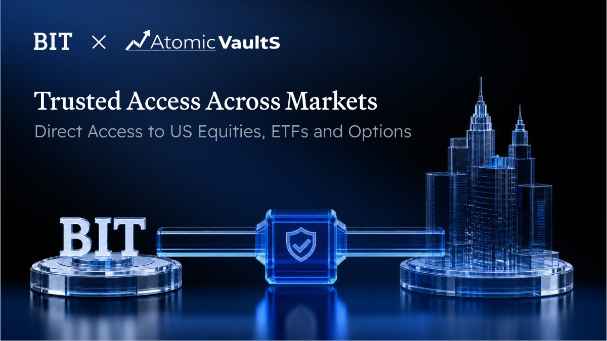 BITofficial_EN's tweet photo. BIT is honored to become the first global digital asset platform partner of Atomic Vaults Securities, LLC (AVS).
@FabiusMercurius  @SallyMasx  @Atomicvaultsinc 

This collaboration reflects months of close coordination and refinement around BIT’s U.S. equities services. With AVS providing trade execution and market access as a U.S. broker-dealer, BIT has strengthened the infrastructure behind its U.S. equities offering, helping eligible users access the U.S. stock market through regulated brokerage channels.

BIT will continue building trusted pathways between digital assets and traditional finance, providing eligible users with more reliable access across markets.