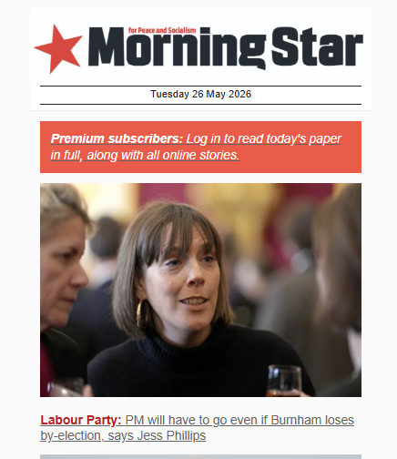Labour4S's tweet photo. Reject the capitalist variants and receive a daily dose of socialism in your inbox. Sign up to the free Morning Star daily newsletter here: https://t.co/Gh9s9sImft https://t.co/GMMV03ydSD
