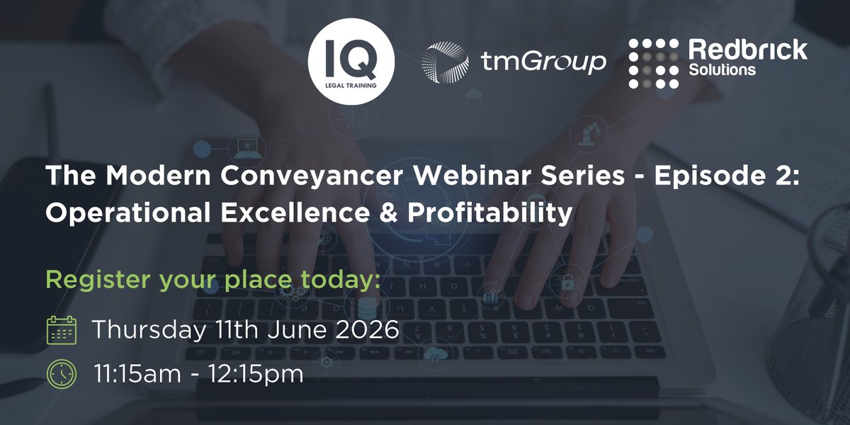 Redbrick_S's tweet photo. We’re excited to continue The Modern Conveyancer Webinar Series with Ian Quayle from @iqlegaltraining. 

📌 Episode 2: Operational Excellence &amp; Profitability 

Register now to secure your place👇 
https://t.co/D5dusuLmaV https://t.co/0nhYpyC8PJ