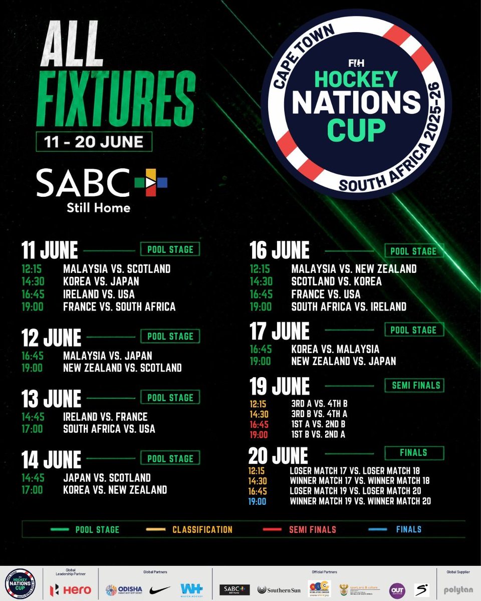 SAsportspress's tweet photo. FIH Hockey Nations Cup Fixtures
#FIH #Hockey #CApeTown
@FIH https://t.co/gGoO1GcISO