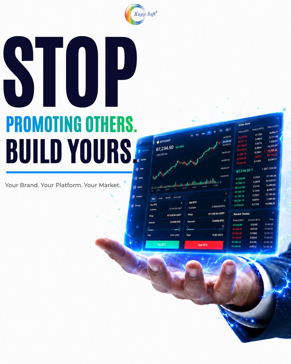 KappsoftIndia's tweet photo. Why build someone else's dream when you can build your own? KappSoft gives you the technology, the branding, and the speed to launch. 
Click Here: https://t.co/f9UO1oyFTr 
#Kappsoft #WhiteLabel #CryptoExchange #UAE #StopPromotingOthers #BuildYourExchange https://t.co/PXoQPWiFlO