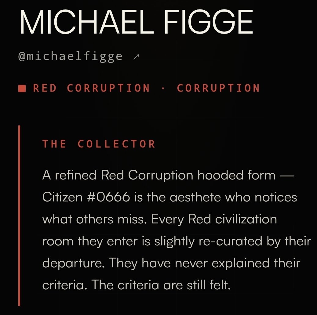 DDN2914's tweet photo. Am not gonna lie, it kinda feels weird owning an NFT with someone else's X handle.  Although having 1 of the 35 honoraries @mfigge from the @4040Hex collection is pretty awesome. Not to mention being #0666 😈

Got to unlock the Lore surrounding His Citizen of Freelon City, Mars Colony. 

I wonder what the Lore is behind @AdamWeitsman and @elonmusk Honorary Citizens?

https://t.co/XZCGCKcxOI
https://t.co/gCFebKLRgV
https://t.co/QypLqJ0NiT