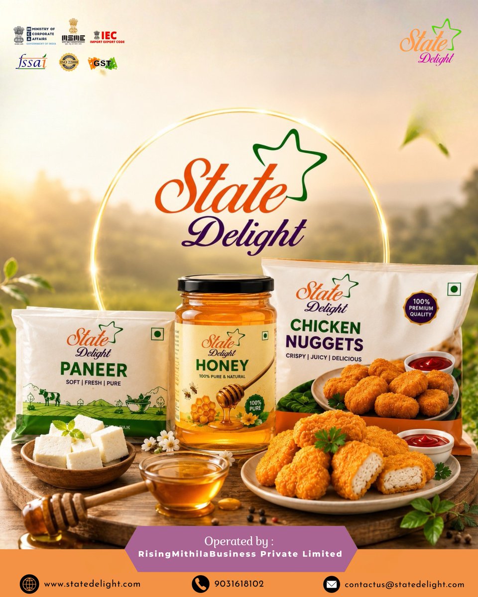 state_delight's tweet photo. ✨ Asli Quality. Asli Taste. Asli Bharosa. ✨Jab baat ho premium quality products ki, toh sirf ek naam sabse alag khada hota hai — 💚 State Delight 💚
Har product mein purity, freshness aur trust ka perfect combination.
Kyuki compromise nahi, sirf best quality milti hai yahan https://t.co/WSxPQn3nsv
