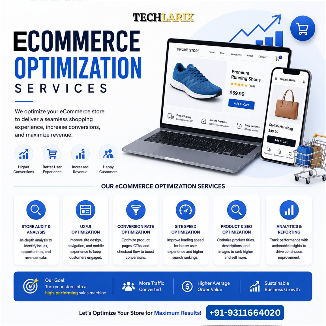 techlarix's tweet photo. 🛒 eCommerce optimization is the key to turning visitors into loyal customers.

Boost your store’s performance with smarter strategies, better user experience &amp; higher conversions 📈

🌐 https://t.co/tRumSRq9Cm

#ecommerce #ecommerceoptimization #digitalmarketing #techlarix https://t.co/VjsfzAY7kv