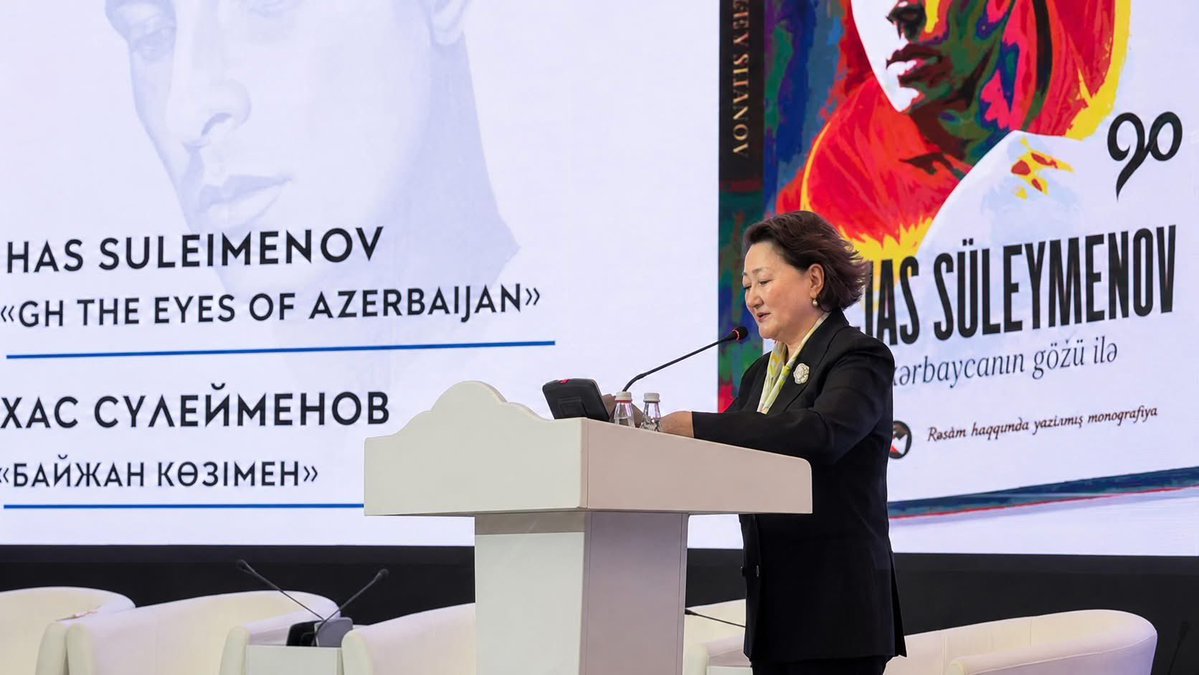 _TCHF's tweet photo. A remarkable contribution to the 90th anniversary of Olzhas Suleimenov: the Turkic Culture and Heritage Foundation presented the book “Olzhas Suleimenov Through the Eyes of Azerbaijan” at the VII International Forum for the Rapprochement of Cultures of Eurasia in Almaty 🇰🇿.

The publication features historical dialogues between Olzhas Suleimenov and National Leader Heydar Aliyev, interviews, official decrees of President H.E. Ilham Aliyev, as well as articles and poems by prominent Azerbaijani intellectuals dedicated to the great poet’s life and legacy.

The book was warmly welcomed by forum participants and became a meaningful cultural contribution to the jubilee celebrations.