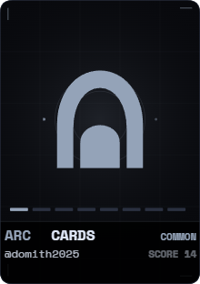 domith2025's tweet photo. updated Arc Cards @arc 

https://t.co/YsnLLOTq9J

okay so the big thing i fixed:

before: My Card was hidden until you minted
now: it's always there, works as a live preview

you type your X handle → the card updates instantly
not after mint. not after connect. IMMEDIATELY.

the card also reads your real onchain data:
• how many txs you've done on Arc
• how much gas (USDC) you've burned
• your USDC balance
• NFTs minted

that all feeds into a score

score goes up → tier goes up
Common → Rare → Epic → Legendary

each tier has different visuals
orbit rings, glow, color, everything changes

when you hit a new tier you can re-mint
pay a small USDC fee to lock that tier into your NFT metadata permanently

soulbound so it can't be transferred
your card = your onchain identity on Arc

heads up: this is still a demo
smart contract isn't deployed yet so mint isn't live
but the full UI + card logic is done

contract deploy is next 🔜

feedback welcome 👇

https://t.co/YsnLLOTq9J

#BuildOnArc #ArcCards @samconnerone @bobbilee