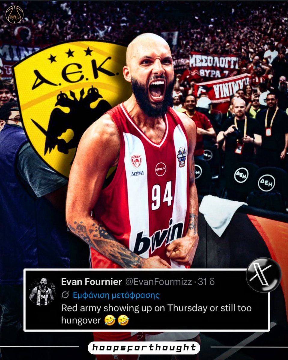 hoopsfthoughtgr's tweet photo. Red fans, do you have an answer to Evan Fournier’s question?👀

#olympiacosbc #euroleague #fournier #paobc https://t.co/JFjFIwRVlf