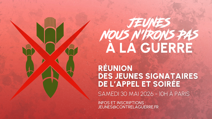 XOLIOLI's tweet photo. La jeunesse qui refuse la guerre 
          se réunit à Paris
­
Samedi 30 mai 2026 -10h à Paris https://t.co/z9K9R9ahkX