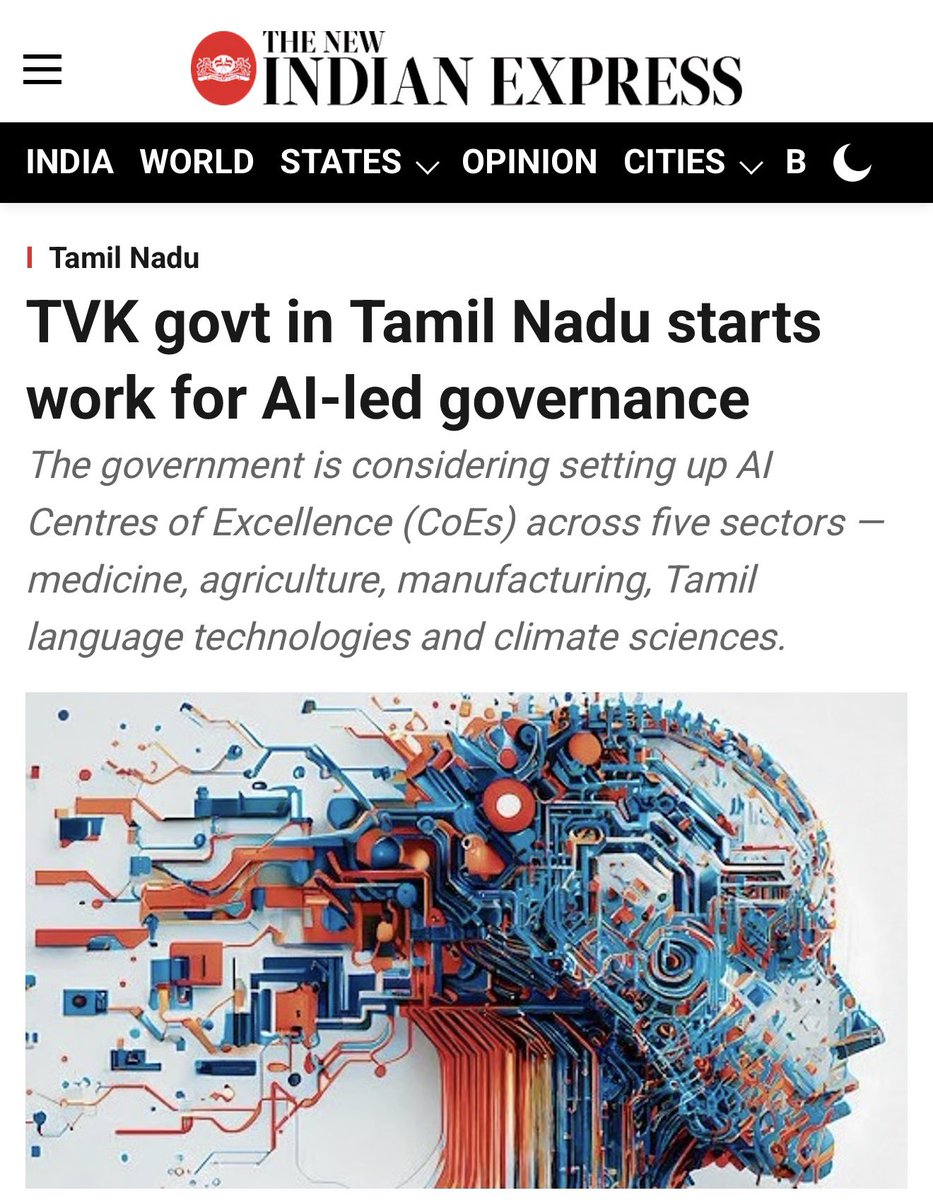 RR013C's tweet photo. 🚨🚨‼️‼️🔥🔥

TVK govt in Tamil Nadu starts work for AI-led governance https://t.co/3hcEMwLdv5