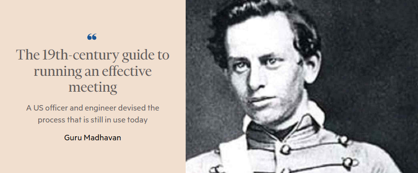 BioengineerGM's tweet photo. 📋The 19th-century guide to running an effective meeting.

“Robert’s Rules of Order” turns 150 this year. In the @FT  @FinancialTimes, I wrote about what that history says about AI systems now marketed as consensus brokers.

#engineering #meetings

➡️ https://t.co/nj4Kn8wuV1 https://t.co/kKmFwHSM92