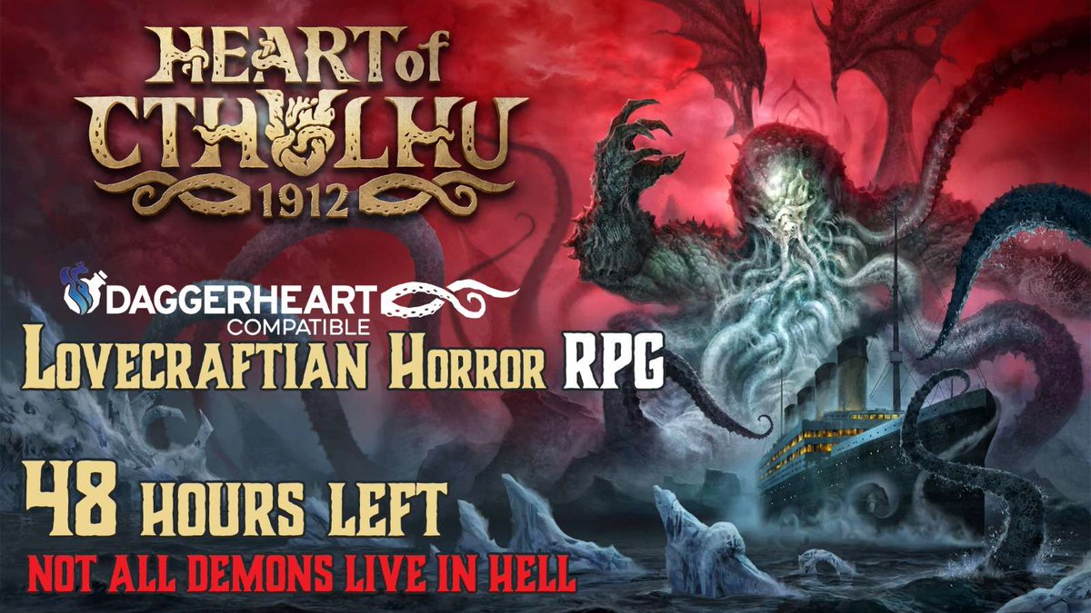DRS_Publishing's tweet photo. Heart of Cthulhu, made by our friends at Lost in the Woods, is nearing its final 2 days on Kickstarter! If you're into Lovecraftian Horror, make sure to check them out before the campaign is over!

https://t.co/xeTkKuqzex

#kickstarter #ttrpg #daggerheart https://t.co/KKA9hF9aW8