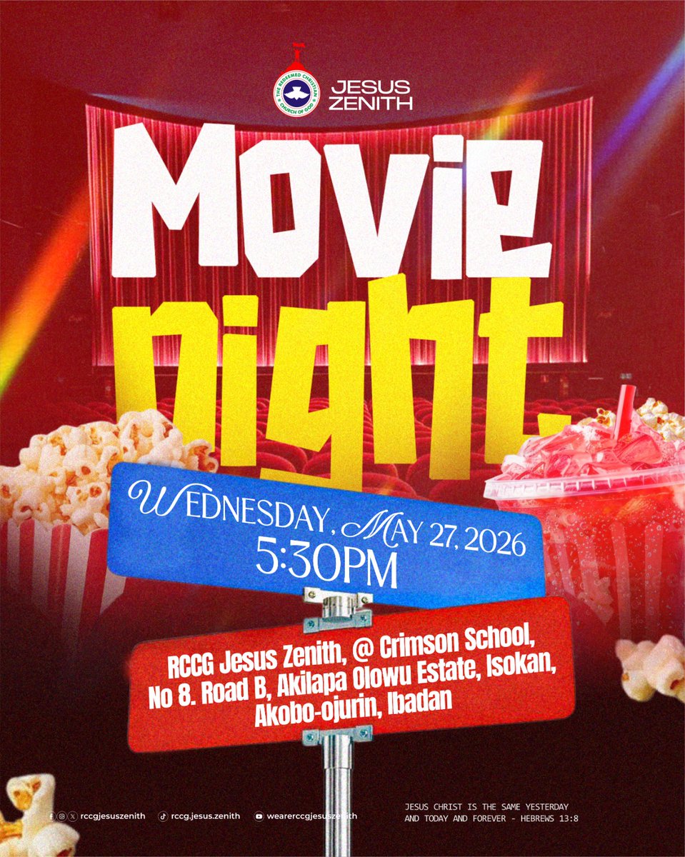 RCCGJesusZenith's tweet photo. Sometimes, our spirit needs to see what words alone cannot carry.

Tomorrow evening, we’ll slow down—relax, share popcorn, sip chapman, and open our hearts as we are ministered to through film.

#Transformation #Healing #Revival #Restoration #movie https://t.co/nFX1kWCEpL