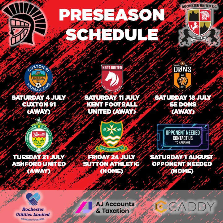 Rochesterutdfc's tweet photo. 🔴⚫ PRESEASON SCHEDULE 🔴⚫

Don't worry, football will be back soon and we have some great matches to look forward to during preseason! 

🔴⚫ #Spartans https://t.co/nUWFxSfiCV
