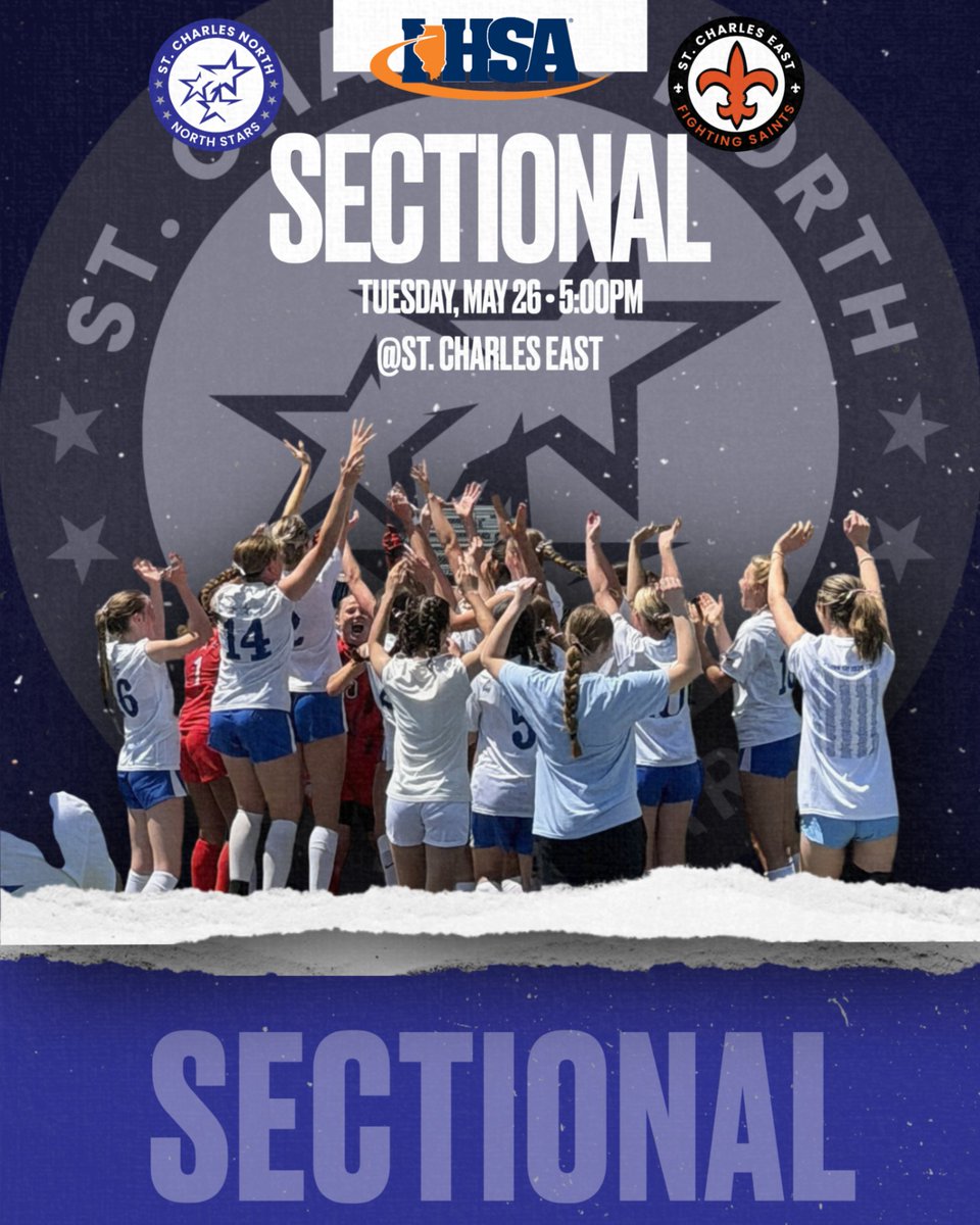 SCNAthletics's tweet photo. Sectional Game Day for Girls Soccer! Head to St. Charles East TONIGHT for the IHSA Sectional Semifinal vs. STCE!

#RollStars🤩⚽ https://t.co/ZHUr2ViLzX