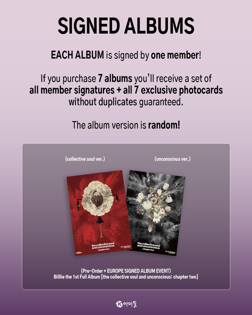 kidol_official's tweet photo. Attention, Belllie’ve! ❤️🩶

@Billlieofficial are back with their 1st Full Album [the collective soul and unconscious: chapter two] and we are excited to announce our very first Billlie EUROPE SIGNED ALBUM EVENT! 💜🤍 https://t.co/za0EpwCstV