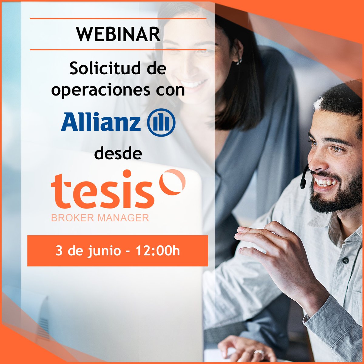 codeoscopic's tweet photo. 👩‍🏫#WEBINAR | Solicitud de operaciones con @Allianz_es desde #TesisBrokerManager

Descubre cómo solicitar las operaciones más frecuentes en tu cartera con Allianz sin salir de #TesisBrokerManager

¡APÚNTATE! 

📅3 junio
⌚12h
🖋️Inscripción > https://t.co/0srEAyldYp

#Codeoscopic https://t.co/2eUEZMSMsG