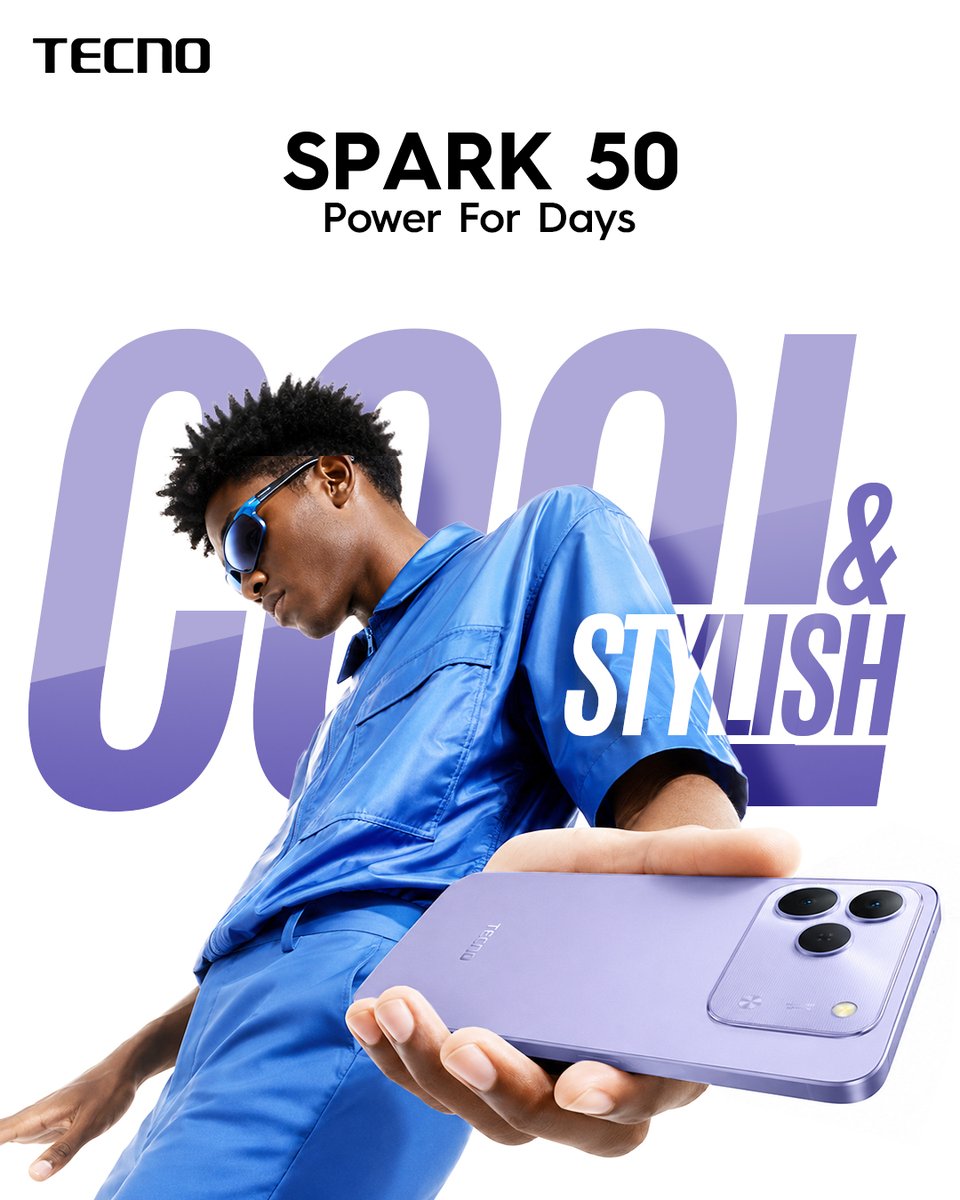TECNOMobileNG's tweet photo. Don't just carry a phone, make a statement.
With how cool and stylish the SPARK 50 looks and performs, you can do just that.
#TECNOSPARK50
#PowerForDays https://t.co/ZzNxAKOwCW