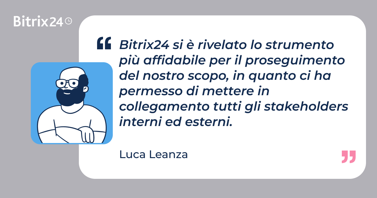 Bitrix24it's tweet photo. “Piattaforma che offre soluzioni integrate che semplificano i processi e migliorano l’efficienza del lavoro quotidiano.”

Oggi siamo felici di condividere l'esperienza di Luca Leanza, CEO di AristeiA Farmaceutici

Hanno scelto Bitrix24 come piattaforma affidabile e versatile, capace di adattarsi perfettamente alle loro esigenze operative. Grazie a un’evoluzione costante e a continui aggiornamenti, Bitrix24 cresce insieme al loro business, supportandoli nell’affrontare nuove sfide e nel raggiungere obiettivi sempre più ambiziosi.

Leggi la testimonianza sul nostro sito per scoprire la storia completa: https://t.co/3u3co2F9j5

#bitrix24 #bitrix24italia #customercasestudy #automazione #crm