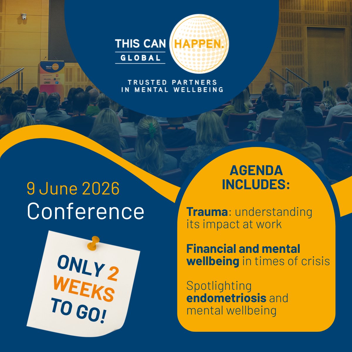 tchappen's tweet photo. Our conference is a fortnight away and we'd love to see you in the room.

📍 London | 🗓️ 9 June 2026 | From £295+VAT

Register your interest today 👇
https://t.co/xTRhpPpx4g

#WorkplaceMentalHealth #ThisCanHappenGlobal #EmployeeWellbeing #HRLeaders #MentalHealthAtWork https://t.co/Txn6J2AebA