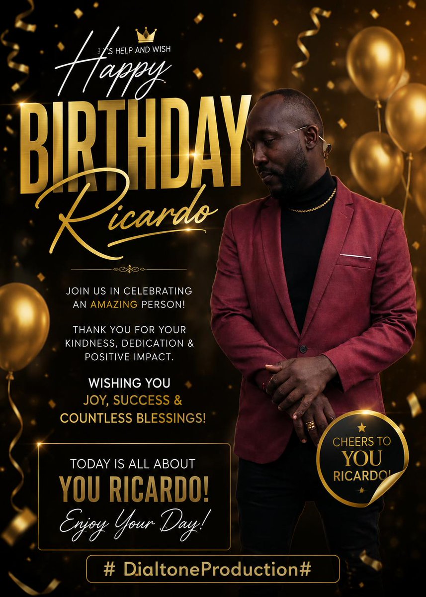 Dialtoneprod's tweet photo. 🎉 Happy Birthday Ricardo!
Wishing you blessings, success, happiness, and many more years of greatness. Enjoy your special day king! 👑🥳

#DialtoneProduction# https://t.co/tfiq4Ml1u9