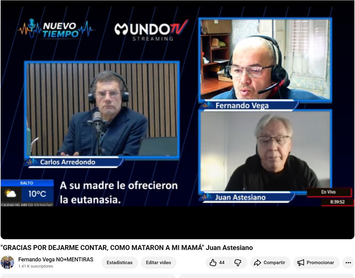 FVT2012's tweet photo. Todo comenzó con este video un pedido de ayuda de Juan Astesiano queriendo salvar a su mamá Gladys internada en CAMS.
https://t.co/QkqTfQK6cD

Si te interesa escuchar a Juan en la nota con Carlos Arredondo te dejo el link 
https://t.co/KqiUdZXvcU

Esto no está pasando en Africa, pasa en el Uruguay ese país que te lo pintan de "LA DEMOCRACIA DE MEJOR CALIDAD DE AMÉRICA" donde se respetan los derechos y las libertades.

NO, NO TE RESPETAN NADA, TE PASAN POR ARRIBA DEL LOMO Y SOLO VAN A FRENAR CUANDO APRENDAS A DEFENDERTE.