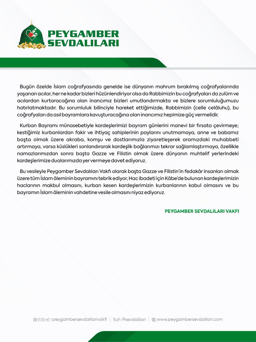 PEYGAMBER SEVDALILARI VAKFI tweet media