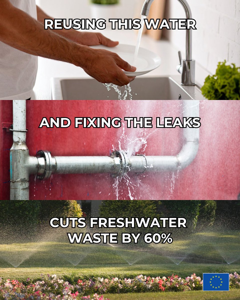 EU_ENV's tweet photo. Nearly 1/3 of urban water is lost before it reaches the tap 🚰
A new study explores circular water systems and shows that fixing leaks and recycling treated wastewater could reduce urban freshwater withdrawals by 60%.
Learn more 👉 https://t.co/j2ANgNiUE3
#WaterWiseEU https://t.co/5MhuSVj3TO