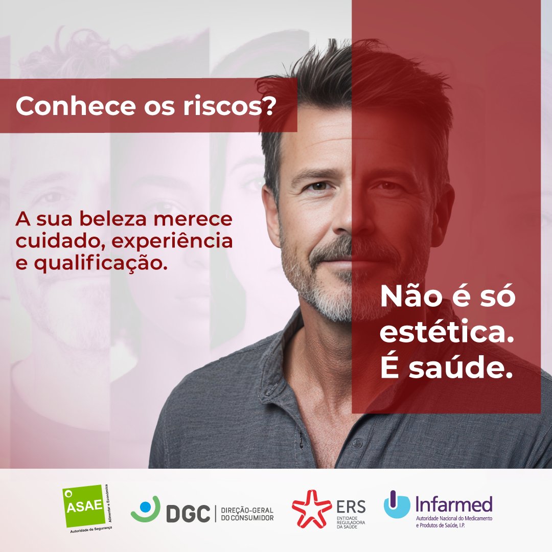 DGConsumidor's tweet photo. A sua saúde e segurança devem estar sempre em primeiro lugar. 🩺
Conheça a campanha 👉 https://t.co/dy4ohCBi1M
#ASAE #DGC #ERS #INFARMED #NaoESoEsteticaESaude #Saude #Estetica #Seguranca https://t.co/4XQhyzQBLG