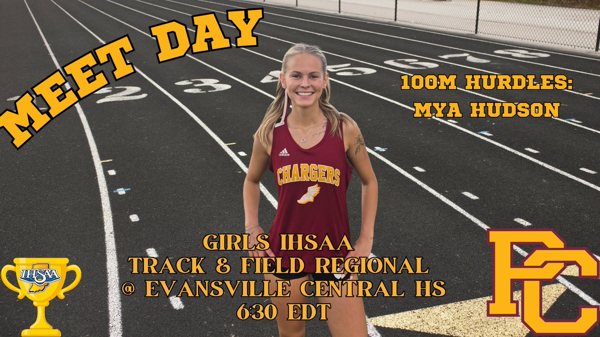 TrackSquadCoach's tweet photo. Mya gets her chance to punch her ticket to state today in the 100m hurdles!  She will run her trials race just after 7pm and the finals will be around 7:50pm.

Let's go, Mya! https://t.co/XtFfTNoIlZ