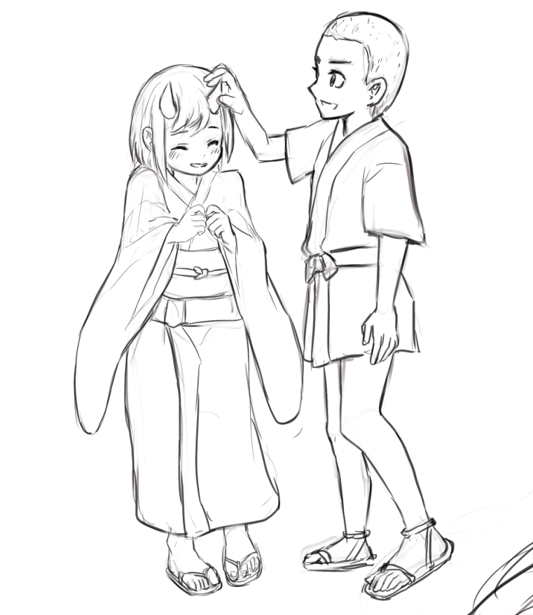 鬼娘ちゃんの子供時代イラスト
コミティア原稿追い込み中です 