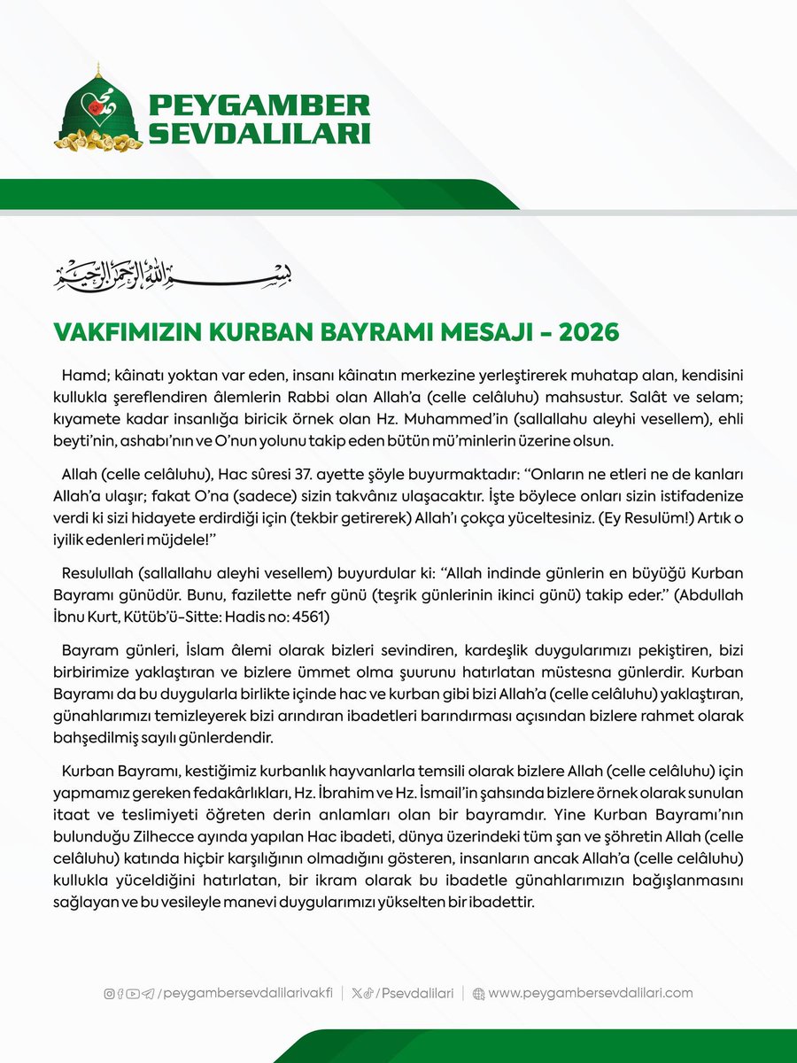Psevdalilari38's tweet photo. Vakfımızın 2026 Kurban Bayramı Mesajı https://t.co/DogTkkQZ5T