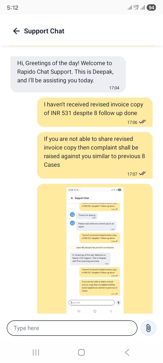 DeepChowdhury14's tweet photo. @rapidobikeapp Return my money to my account as I am not going to use rapido anymore with such a pathetic customer team where despite interacting 9 times still customer team didn't provide any response and close chat forcefully https://t.co/rFu9Aralih