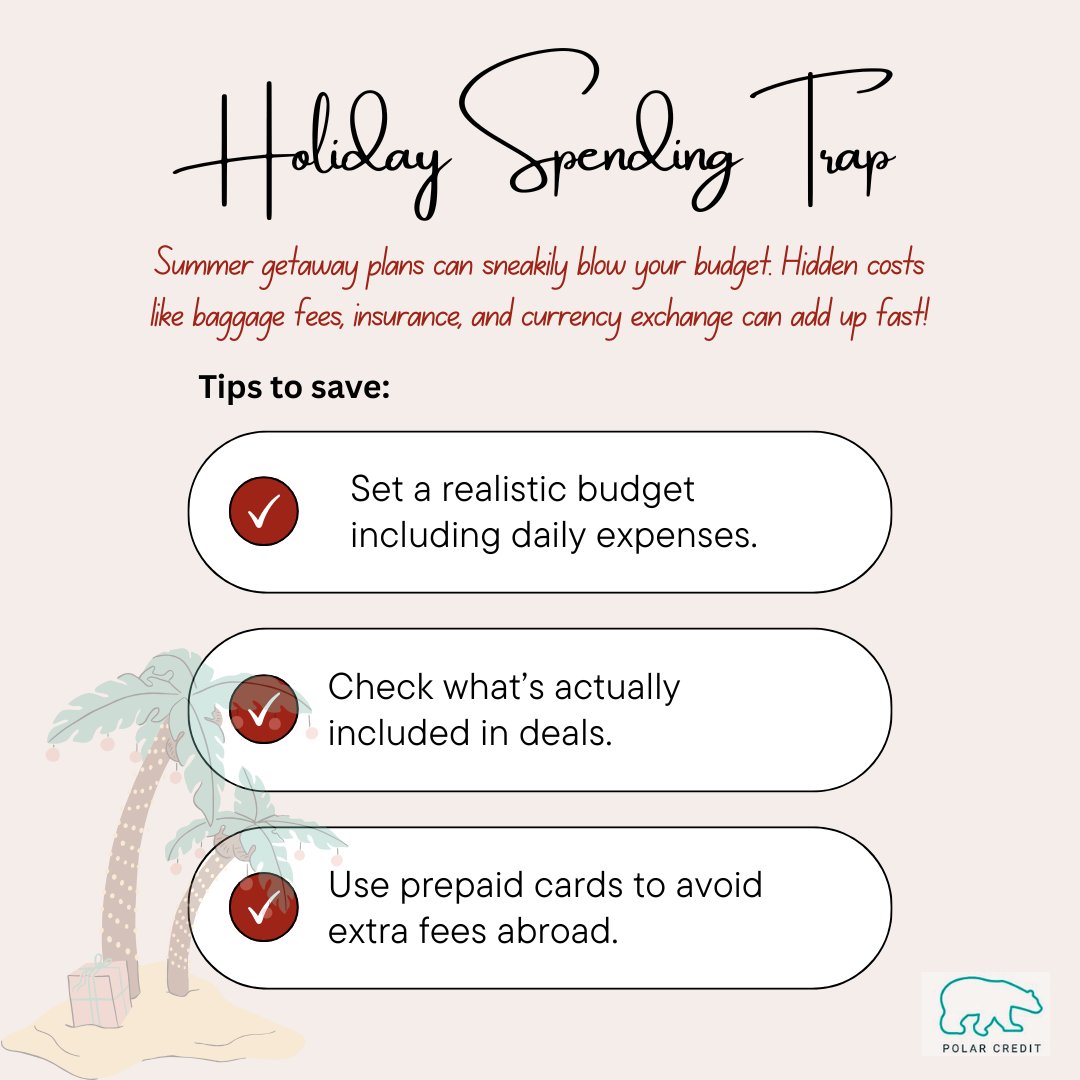 PolarCreditUK's tweet photo. Holidays can become a spending trap if not careful #PolarCredit #HolidaySpending #SummerBudget https://t.co/rN1T7TstVs