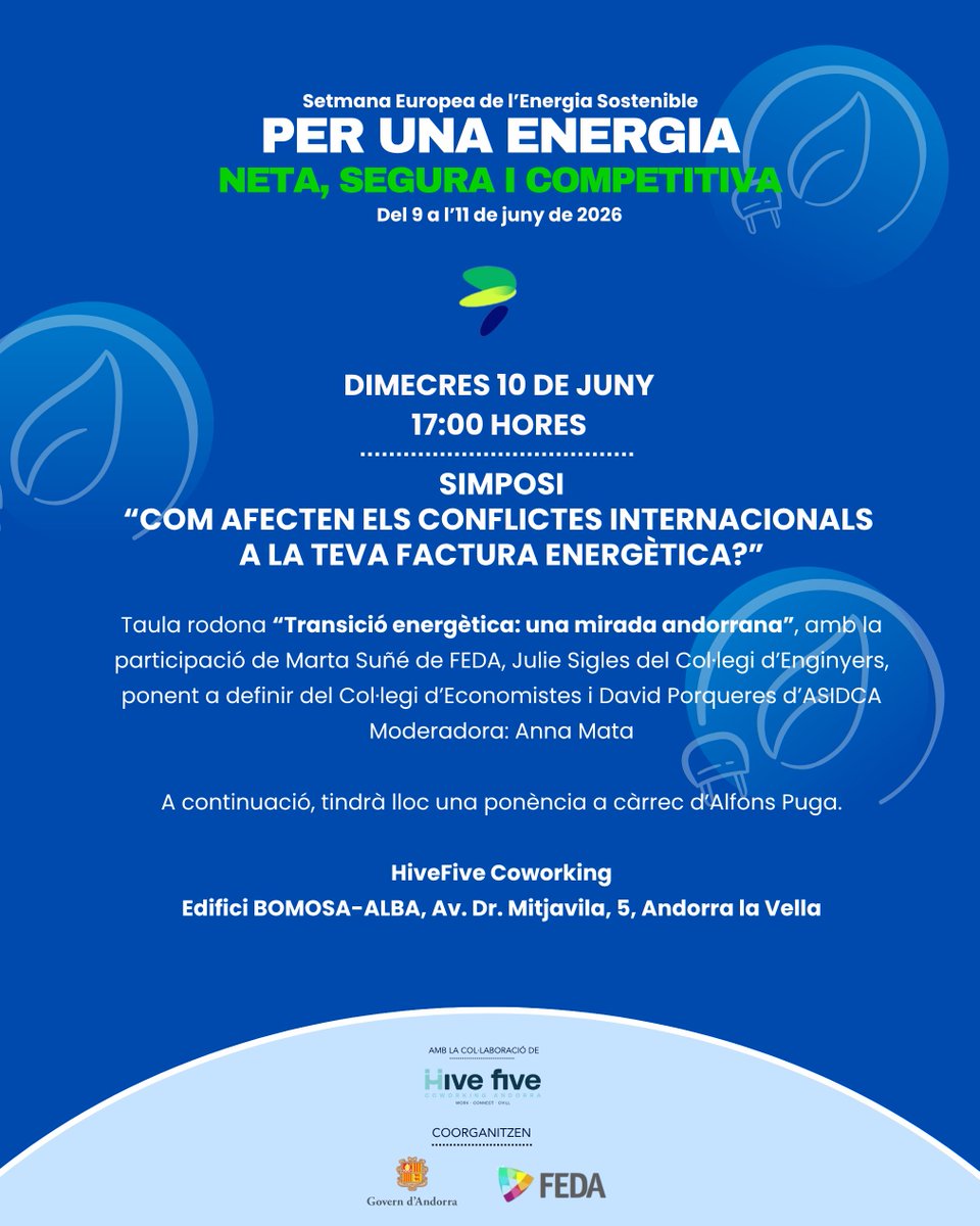 accioclima's tweet photo. Entre les activitats destacades, es podrà visitar l’estació transformadora i repartidora de la Gonarda i conèixer el funcionament del Centre de Tractament de Residus d’Andorra (CTRASA) i la seva valorització energètica. ⚡♻️

🎟️ Entrada gratuïta amb inscripció prèvia
🌐 Més informació a https://t.co/R69ClLbnt0