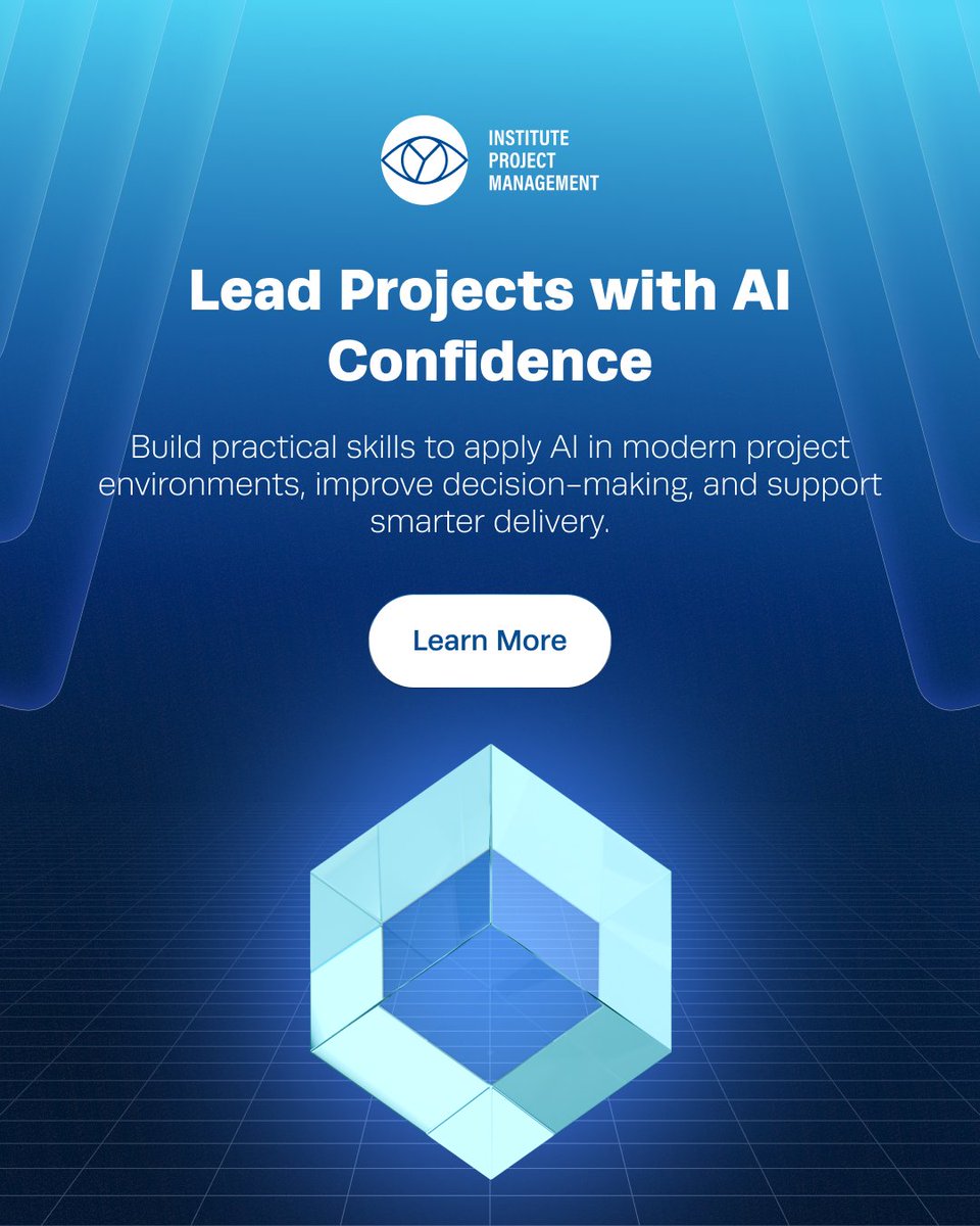 ProjectMgmtInst's tweet photo. Professionals who understand how to apply AI effectively can improve decision-making and adapt more confidently to evolving project environments. Develop practical knowledge and future-ready project capability with IPM: https://t.co/tU0YnSDCQ9 https://t.co/V1ijxqrMAq