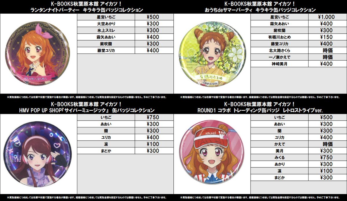 買取情報】 アイカツ！ 缶バッジ ランタンナイトパーティー ver
