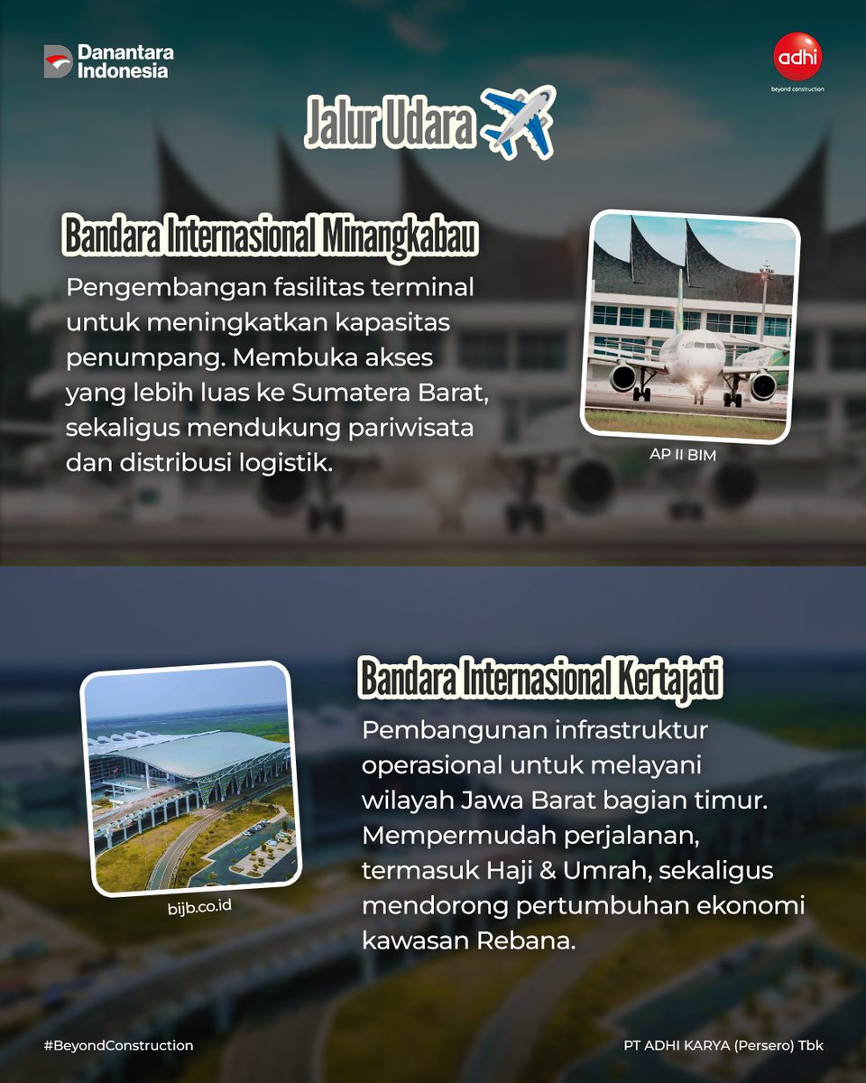 adhikaryaID's tweet photo. Bagi ADHI, setiap meter jalur yang dibangun adalah investasi untuk masa depan ekonomi dan kesejahteraan masyarakat. Agar jarak tak lagi jadi penghalang bagi kemajuan. ✨

Moda transportasi mana nih yang paling sering #SobatADHI gunakan sehari-hari? Share pengalamanmu di komentar! https://t.co/VFRHhoGmEe
