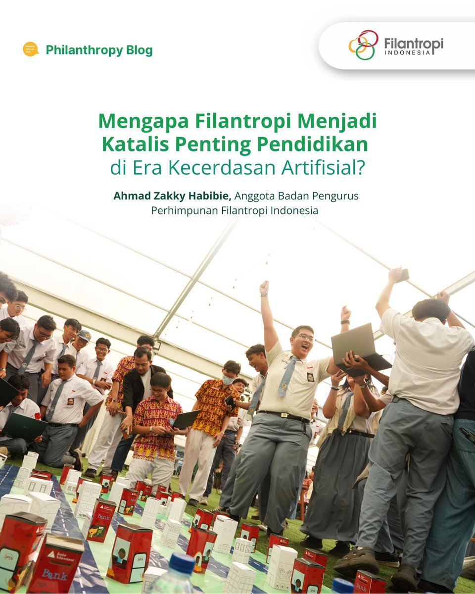 FilantropiINA's tweet photo. Baca selengkapnya pada Philanthropy Blog terbaru dari Perhimpunan Filantropi Indonesia: “Mengapa Filantropi Menjadi Katalis Penting Pendidikan di Era Kecerdasan Artifisial?” oleh Ahmad Zakky Habibie, Anggota Badan Pengurus Perhimpunan Filantropi Indonesia
https://t.co/YFWFaDjj4Q https://t.co/IQyJgNX1FU