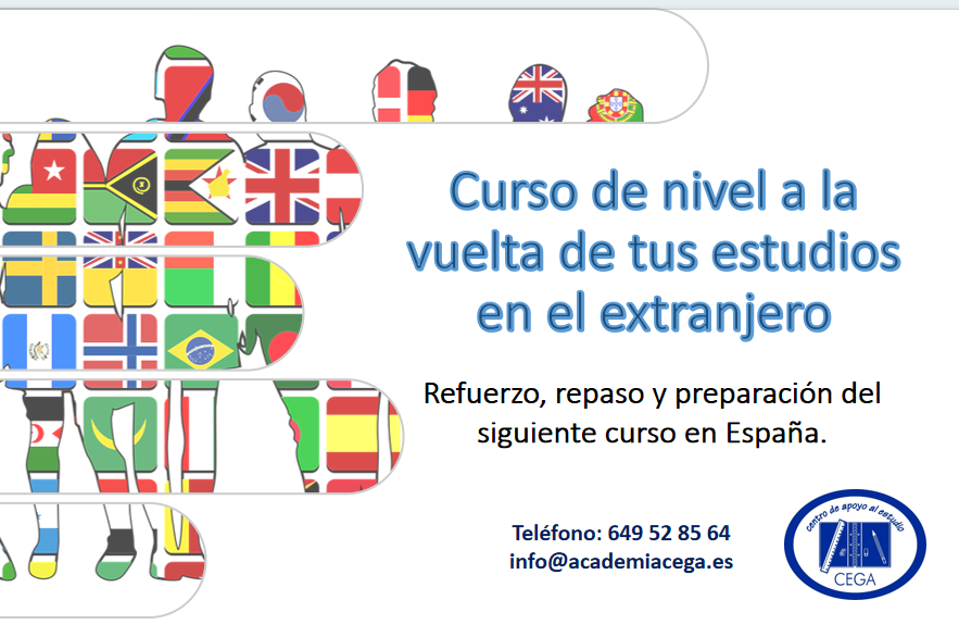 AcademiaCEGA's tweet photo. Curso de nivel a la vuelta de tus estudios en el extranjero.
Meses de junio, julio y agosto
¡MATRÍCULA GRATIS!, si contratas antes del 31 de mayo
Academia #CEGAenTriana Sevilla. 
☎️954 99 04 35 / 649 52 85 64
📩info@academiacega.es 
💻https://t.co/FpHfuT4Vgq https://t.co/yhAmnSXHhK