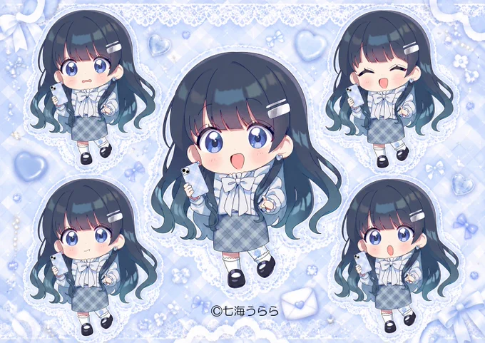 七海うららさんのSDイラストを描かせていただきました! 表情差分や衣装デザインまで、かわいく楽しく制作させていただきました ご依頼ありがとうございました! #SDイラスト #Skeb #七海うらら