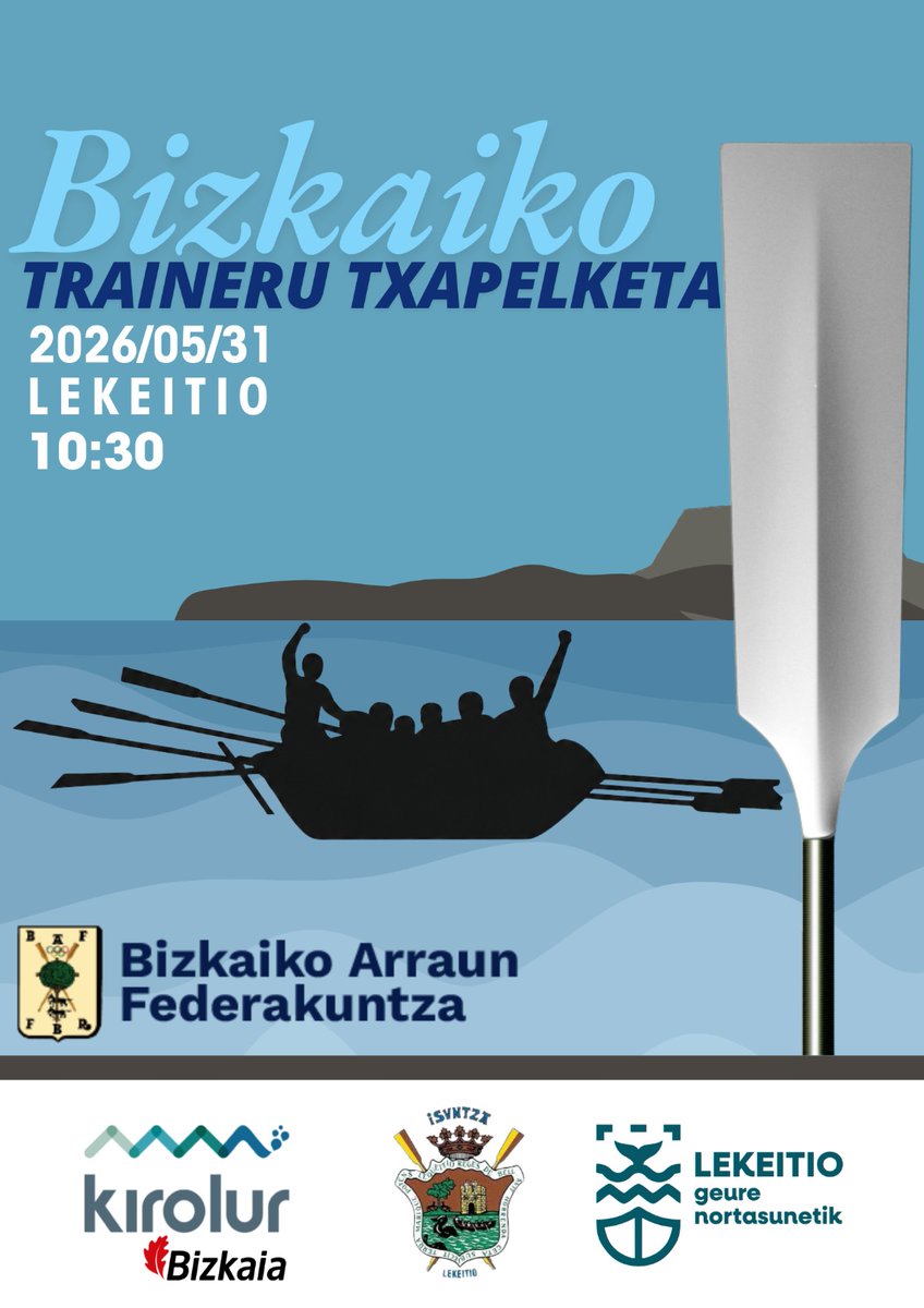 Lekeitio_Udala's tweet photo. 🚣‍♂️Bizkaiko Traineru Txapelketa

📆Maiatzak 31 | 10:30

Aupa Isuntza!

#GeureNortasunetik https://t.co/T6yqvQ7wEt