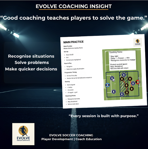 Evolvesoccerco1's tweet photo. A lot of sessions keep players active.

The best sessions help players:
• recognise moments
• solve problems
• make quicker decisions
• play with confidence

At Evolve, every session is designed with purpose ⚽️

📍 Watershed Tuesday
📍 Rathgormack Wednesday
📍 Summer Camps This Summer

#PlayerDevelopment #FootballCoaching #YouthFootball #SoccerTraining
#CoachEducation #EvolveSoccerCoaching #GameUnderstanding

@comeraghamenity @WatershedKK @ckutdfc