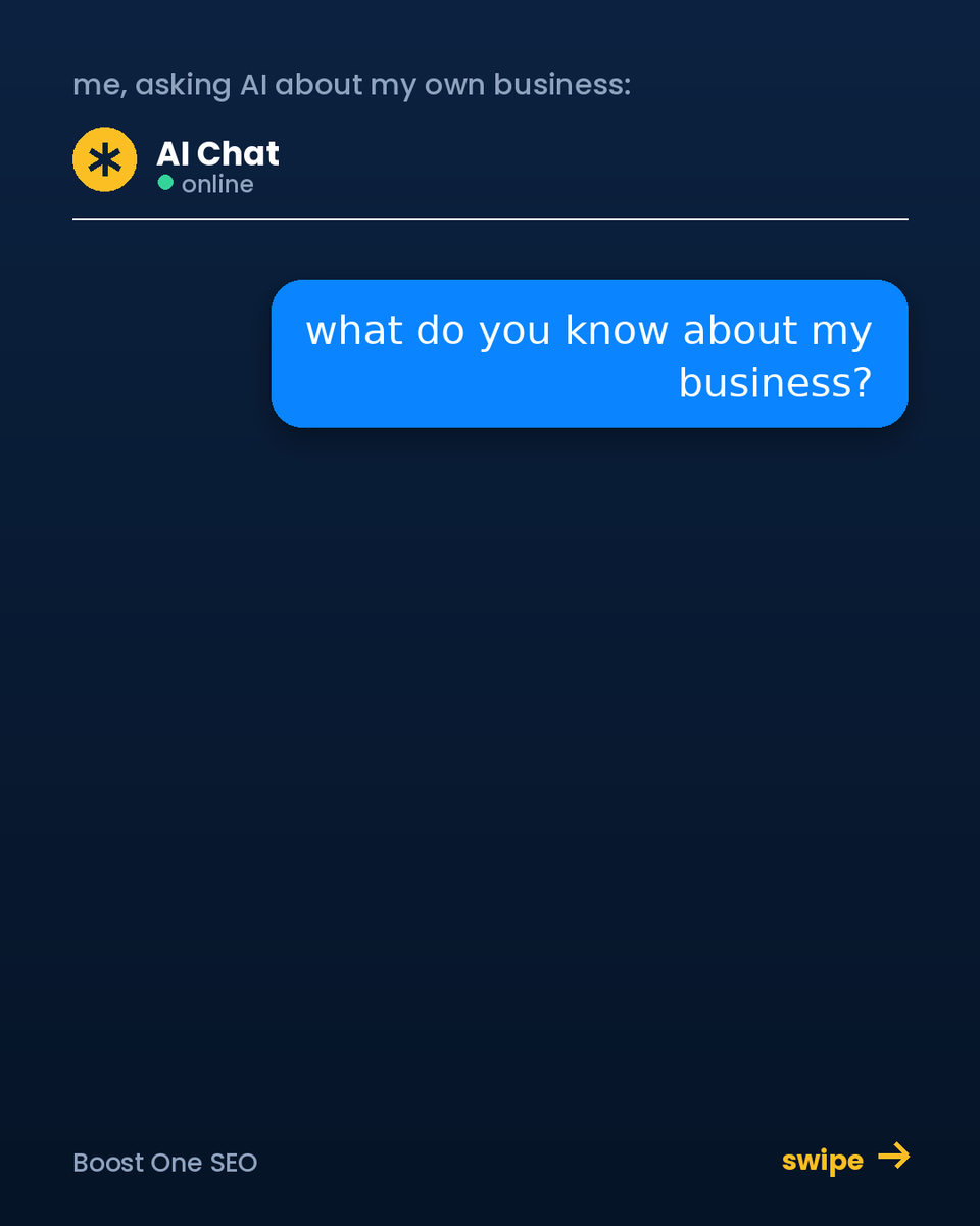 boostoneseo's tweet photo. Asked AI about my own business. It had never heard of me, then doubted I existed at all.

If ChatGPT can't find you, your next customer can't either.

Free 15-min visibility check 👉 https://t.co/W7VD24ONaY https://t.co/n2GFDHavlY