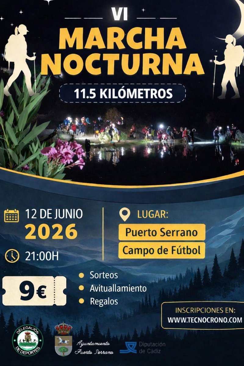 DxtesPtoserrano's tweet photo. Cuenta atrás 🕰️ para el cierre de inscripciones en la VI Marcha Nocturna. 

Esta noche a las 23:59 H, se cierra el plazo de inscripciones para participar en la marcha. 

Si todavía no te has apuntado, hazlo en  https://t.co/Z5hJK1eInG o llamando al 610 700 735. https://t.co/roUCY3NnQY