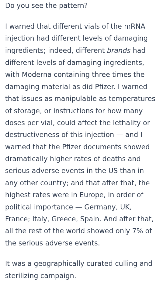 da_00_99's tweet photo. "I warned that the Pfizer documents showed dramatically higher rates of deaths and serious adverse events in the US than in any other country"  

From: https://t.co/QSVuCFBM1r https://t.co/tpgDcHtysK